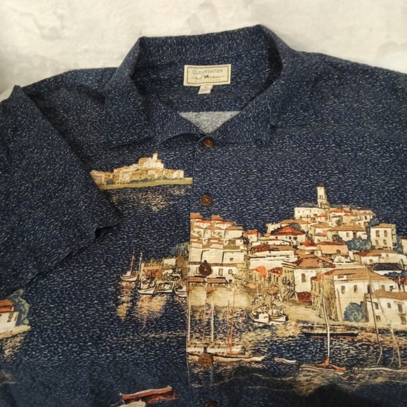 Clearwater Outfitters Other - Clearwater Outfitters Resort Collection Blue Scenic Harbor Shirt Mens XL Cotton